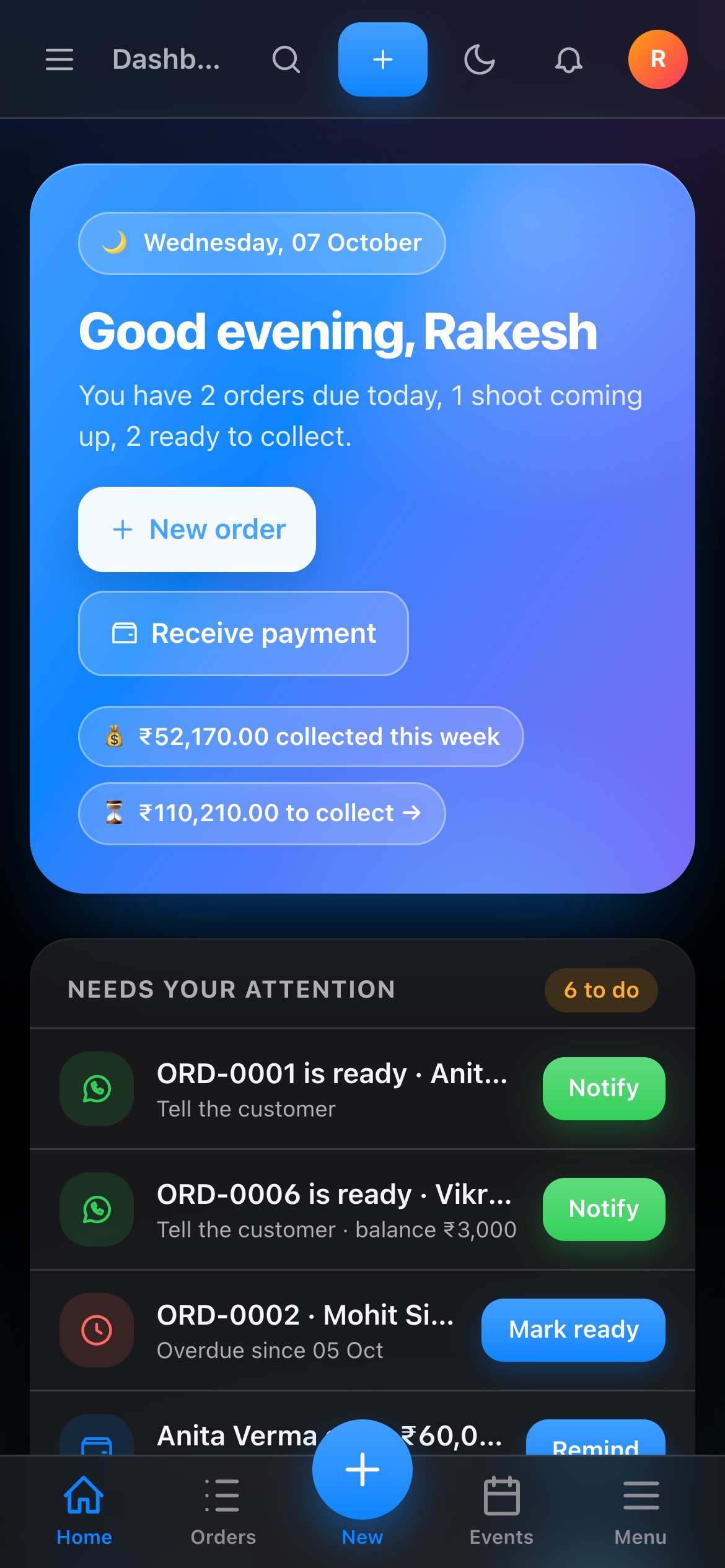 Dashboard on a phone